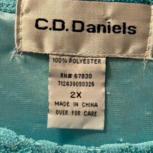 C.D. Daniels 2X Turquoise Short Sleeve Tie-Front Top blouse - Picture 3 of 12